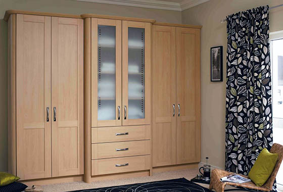 Beech built in wardrobes