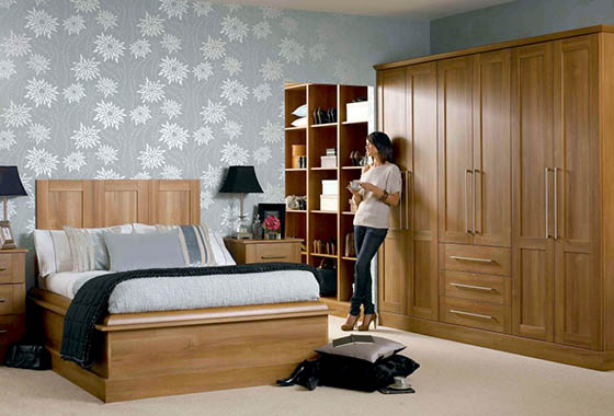 Medium Walnut Fitted Bedroom