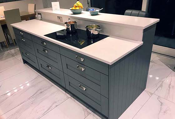 Contemporary stone grey kitchen island